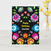 🌺 Happy Birthday aanpasbare folklore-kaart Kaart (Gele Bloem)