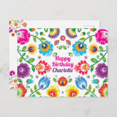 Happy Birthday aanpasbare horizontale folklore Briefkaart (Voorkant / Achterkant)