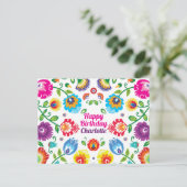 Happy Birthday aanpasbare horizontale folklore Briefkaart (Staand voorkant)