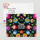 🎁Happy Birthday aanpasbare horizontale folklore Briefkaart (Voorkant / Achterkant)