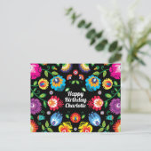 🎁Happy Birthday aanpasbare horizontale folklore Briefkaart (Staand voorkant)