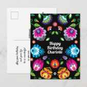 🎁 Happy Birthday aanpasbare verticale folklore Briefkaart (Voorkant / Achterkant)