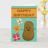 Happy Birthday-aardappel met Cadeaus Kaart (Gele Bloem)