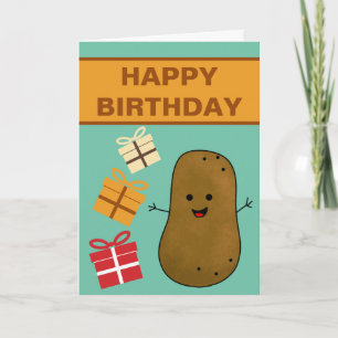 Happy Birthday-aardappel met Cadeaus Kaart