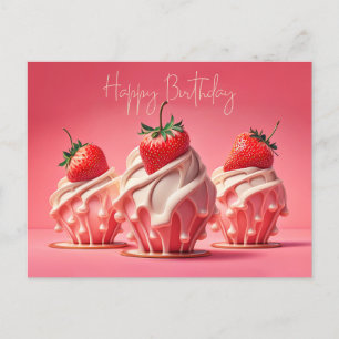 Happy Birthday Aardbei Cupcakes Briefkaart