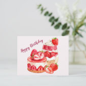 Happy Birthday aardbeien Cake and Ice Cream Briefkaart (Staand voorkant)