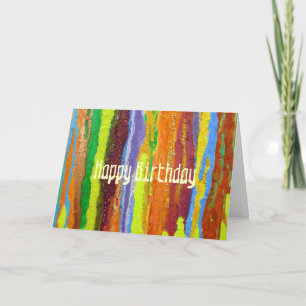 Happy Birthday Abstract Art regenboogstrepen verf Kaart