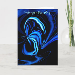 Happy Birthday Abstract Blue Butterfly Kaart