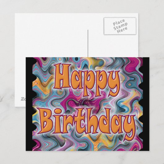 Happy Birthday Abstract Briefkaart (Voorkant / Achterkant)