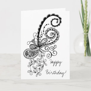 Happy Birthday Abstract Doodle Card Kaart
