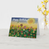 Happy Birthday Abstract papaverveld Kaart (Gele Bloem)