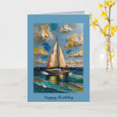 Happy Birthday Abstract Sailing Bewerkbare Kaart (Gele Bloem)