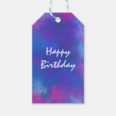 Happy Birthday Abstracte kleuren in roze Paars bla Cadeaulabel (Voorkant)