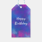 Happy Birthday Abstracte kleuren in roze Paars bla Cadeaulabel (Achterkant)