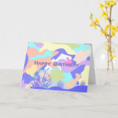 Happy Birthday Abstracte Moderne Kunst Kaart (Gele Bloem)