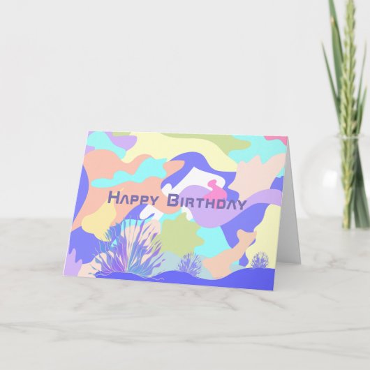 Happy Birthday Abstracte Moderne Kunst Kaart (Voorkant)