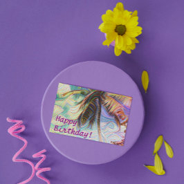 Happy Birthday Abstracte regenboogpalm Kaart