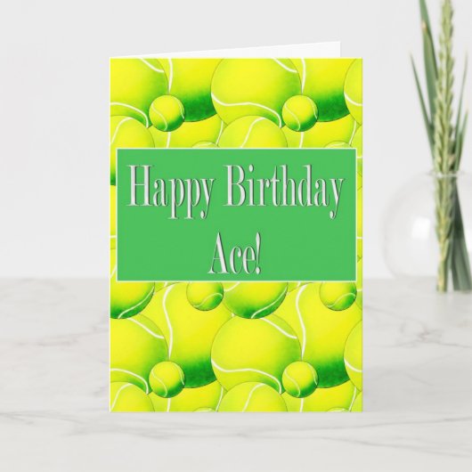 Happy Birthday Ace, Tennis Ball Kaart (Voorkant)