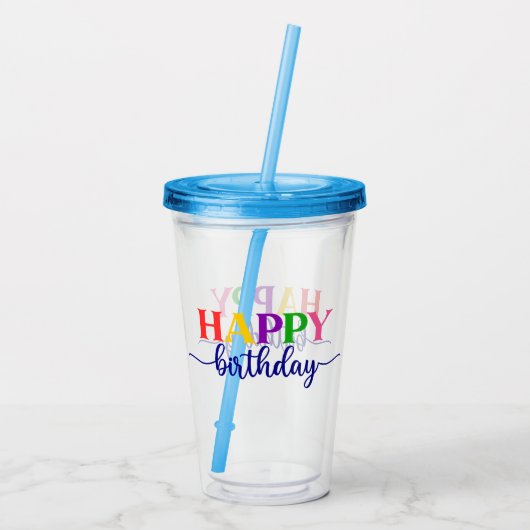 Happy Birthday Acryl Drinkbeker (Achterkant)