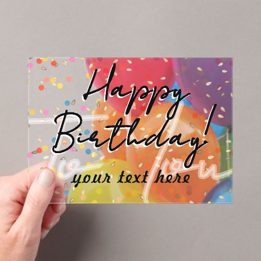 Happy Birthday Acrylic Invitation Acryl Uitnodigingen (Insitu (Draagbaar))