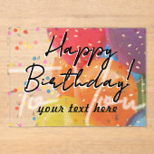 Happy Birthday Acrylic Invitation Acryl Uitnodigingen (Voorkant)