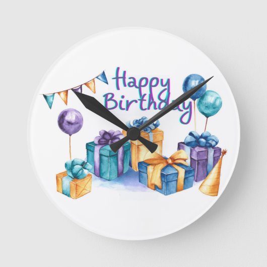 Happy Birthday Acrylic Wall klok (Voorkant)