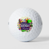 Happy Birthday Add Name Gift 12 Golf Balls Golfballen (Voorkant)