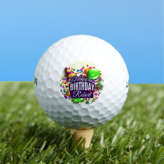 Happy Birthday Add Name Gift 12 Golf Balls Golfballen