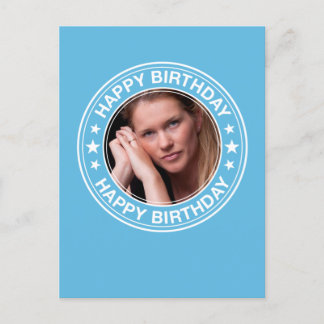Happy Birthday Afbeelding Lijst in Blue Briefkaart