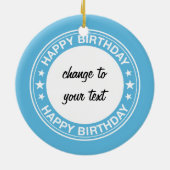 Happy Birthday Afbeelding Lijst in Blue Keramisch Ornament (Achterkant)