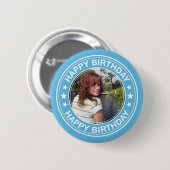 Happy Birthday Afbeelding Lijst in Blue Ronde Button 5,7 Cm (Voorkant /achterkant)