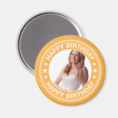 Happy Birthday afbeelding Lijst in het geel Magneet (Voorkant / Achterkant)