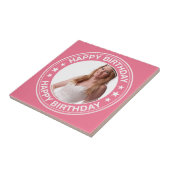 Happy Birthday afbeelding Lijst in roze Tegeltje (Zijkant)