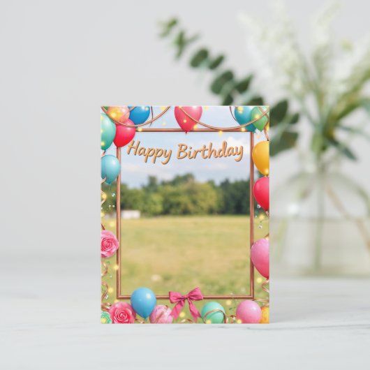 Happy Birthday Afbeelding Lijst Kaart Design (Staand voorkant)