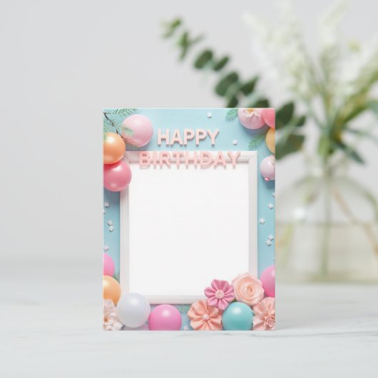 Happy Birthday Afbeelding Lijst Kaart Design (Staand voorkant)