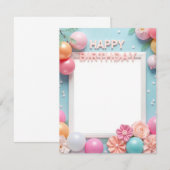 Happy Birthday Afbeelding Lijst Kaart Design (Voorkant / Achterkant)