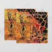 Happy Birthday - African Girl and Giraffe Friends (Voorkant / Achterkant)