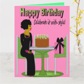 Happy Birthday African Lady Birthday Cake Kaart (Gele Bloem)