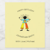 Happy Birthday, Afrikaanse drummer en kunstmeester Wijn Etiket (Enkel label)