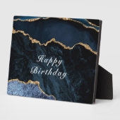 Happy Birthday - Agate Navy Blue Gold Gemstone Fotoplaat (Zijkant)