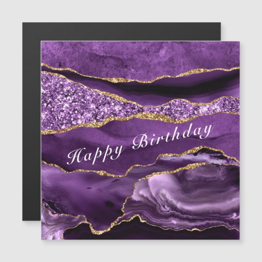 Happy Birthday - Agate Paars Violet Gold (Voorkant / Achterkant)