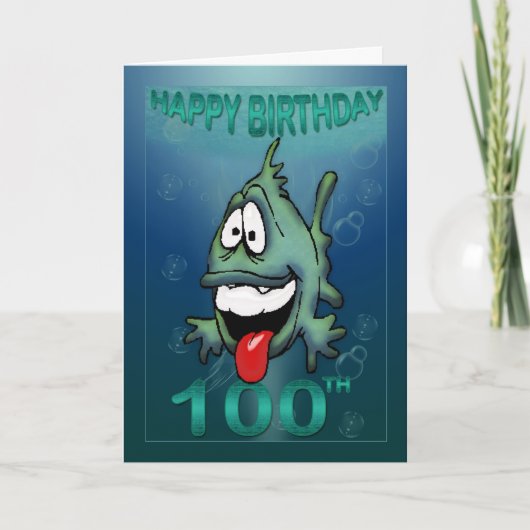Happy Birthday Ages Happy Fish 100ste verjaardag Kaart (Voorkant)