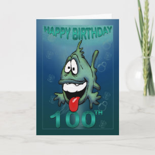 Happy Birthday Ages Happy Fish 100ste verjaardag Kaart
