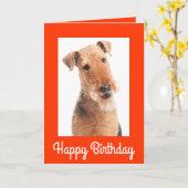 Happy Birthday Airedale Terrier Dog Wenskaart Kaart (Gele Bloem)