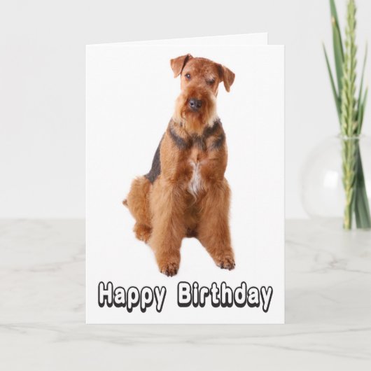 Happy Birthday Airedale Terrier Dog Wenskaart Kaart (Voorkant)