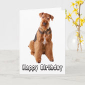 Happy Birthday Airedale Terrier Dog Wenskaart Kaart (Gele Bloem)