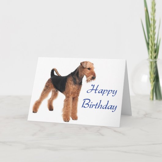 Happy Birthday Airedale Terrier Dog Wenskaart Kaart (Voorkant)