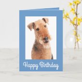 Happy Birthday Airedale Terrier Dog Wenskaart Kaart (Gele Bloem)