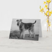 Happy Birthday Airedale Terrier Puppy Dog Card Kaart (Gele Bloem)