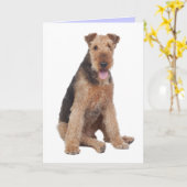 Happy Birthday Airedale Terrier Puppy Dog Card Kaart (Gele Bloem)